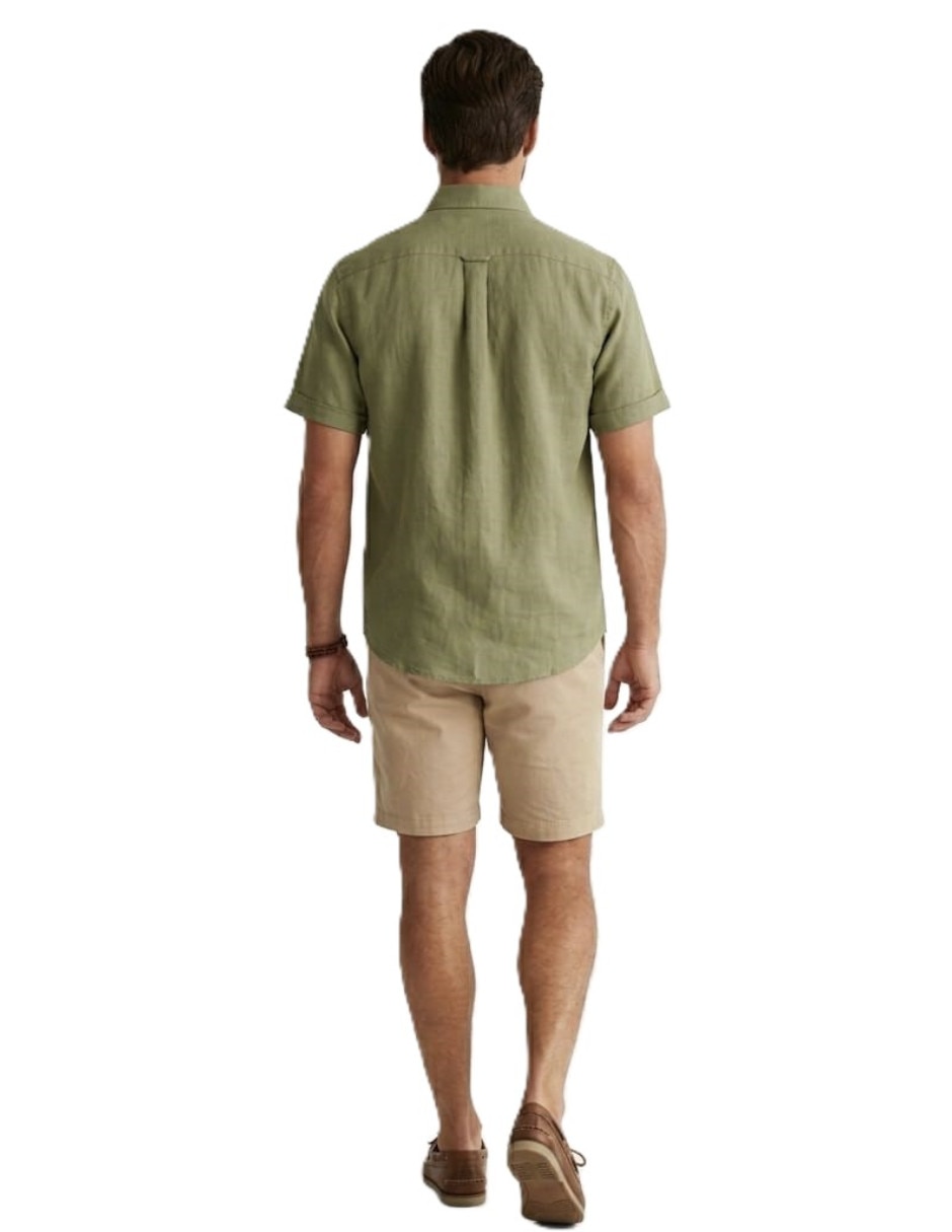 Camisa casual Michel Blanc de algodón manga corta para hombre