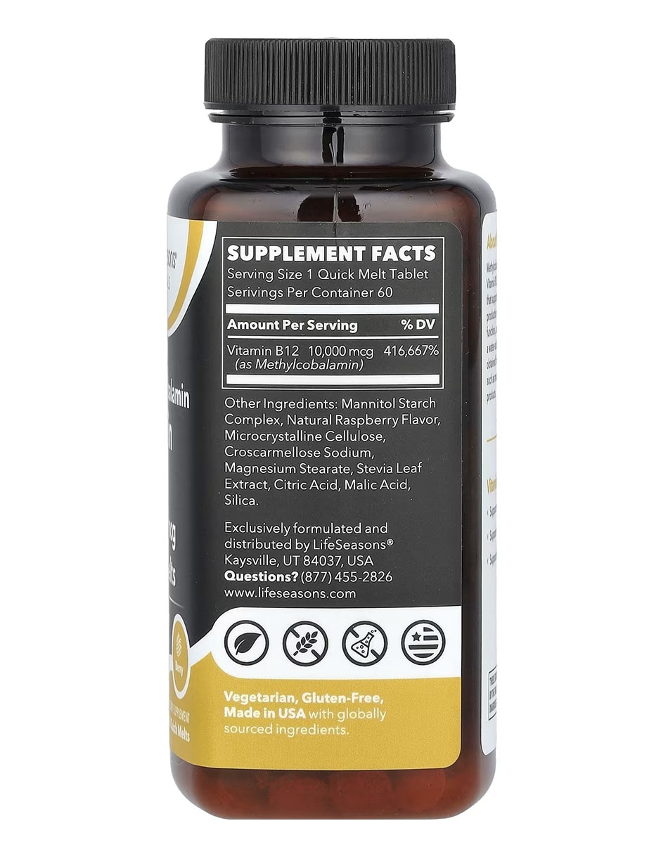 Vitamina B12 Lifeseasons sabor frutos rojos de 60 tabletas