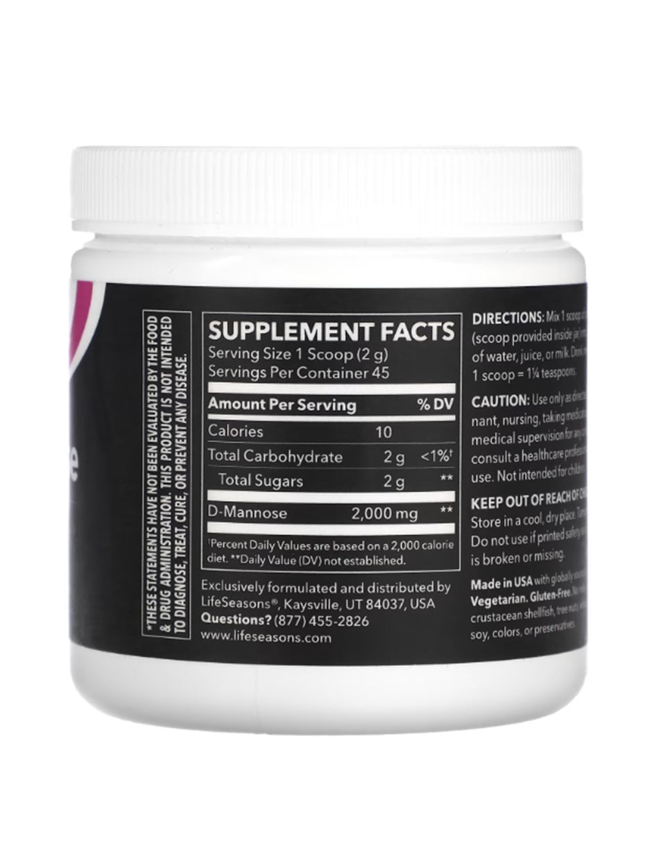 D-manosa en polvo 3.3 oz LIFESEASONS con D-Manosa sabor Sin sabor de