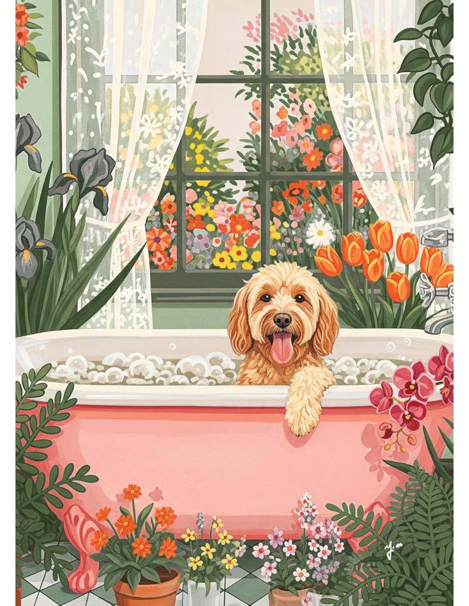 Rompecabezas Perritos Flores y burbujas Cobble Hill 500 piezas