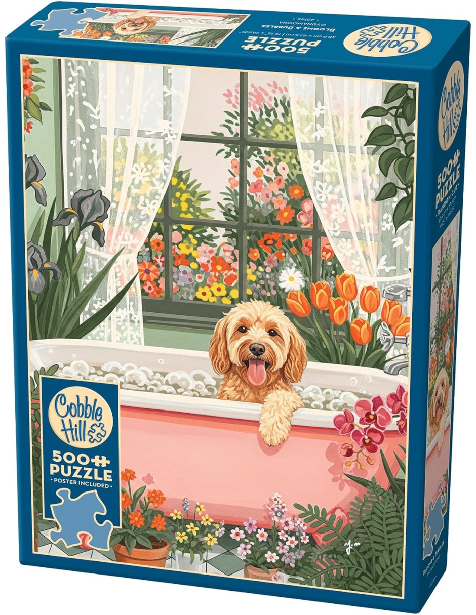Rompecabezas Perritos Flores y burbujas Cobble Hill 500 piezas