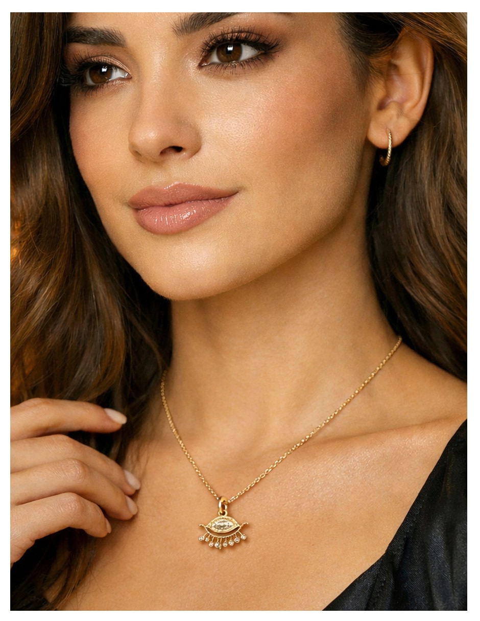 Collar con dije Ojo Turco de Oro laminado 18 K