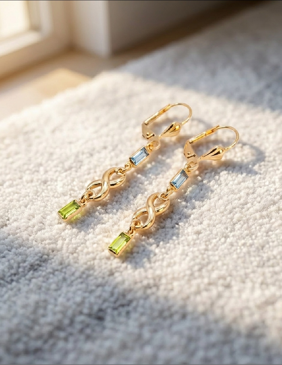Aretes largos Generica de oro laminado 18 K zirconia