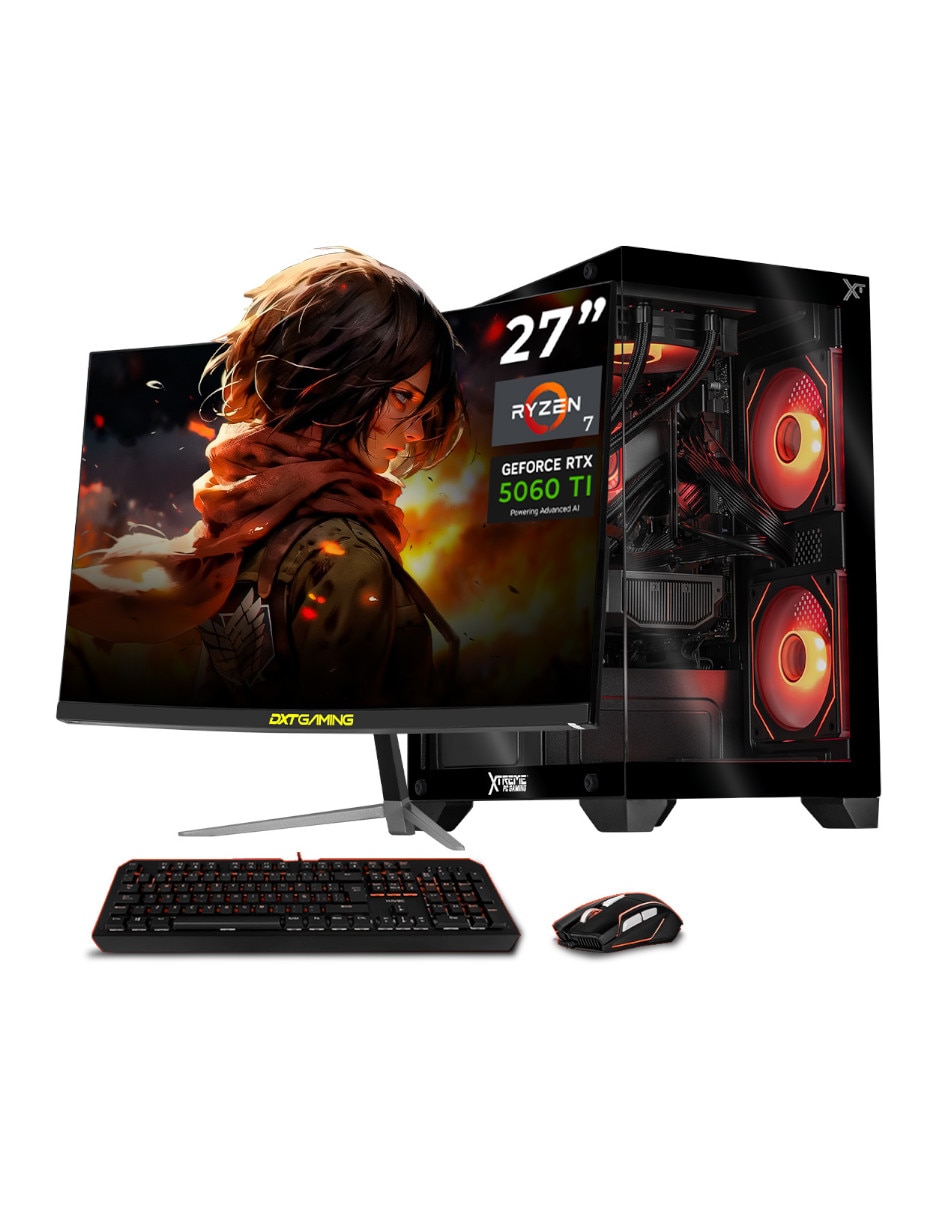 Computadora gamer Xtreme Pc Gaming xtpcr732gb5060timchb 27 pulgadas Full HD AMD Ryzen 7 Nvidia GeForce RTX 5060 Ti 32 GB RAM 1 TB SSD