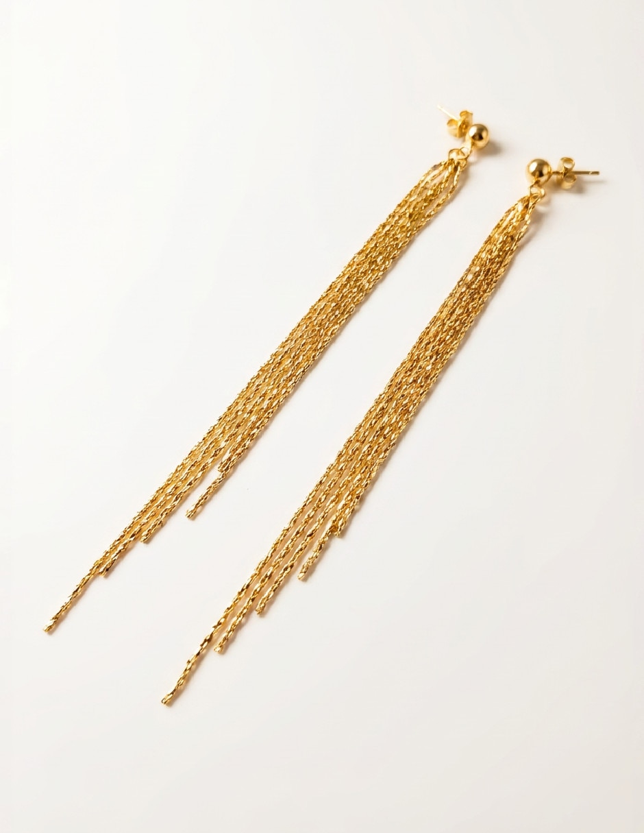 Aretes largos Generica Oro Laminado Premium de Oro laminado 18 K con acabado brillante