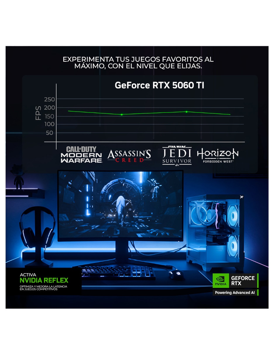 Computadora gamer Xtreme Pc Gaming XTPCR732GB5060TICHW AMD Ryzen 7 NVIDIA GeForce RTX 5060 Ti 32 GB RAM 1 TB SSD