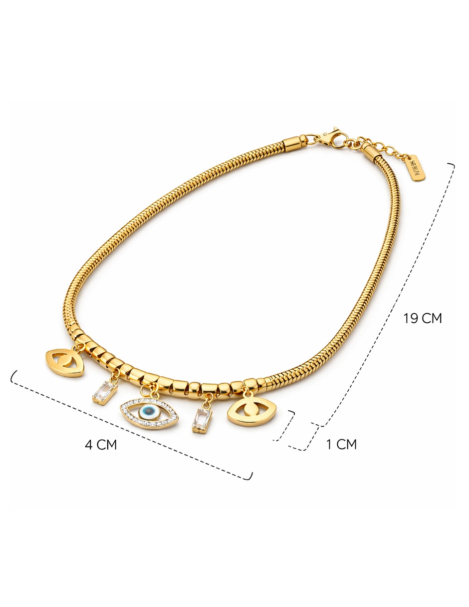 Collar con dije Ojo Turco de chapa de oro 18 K 4