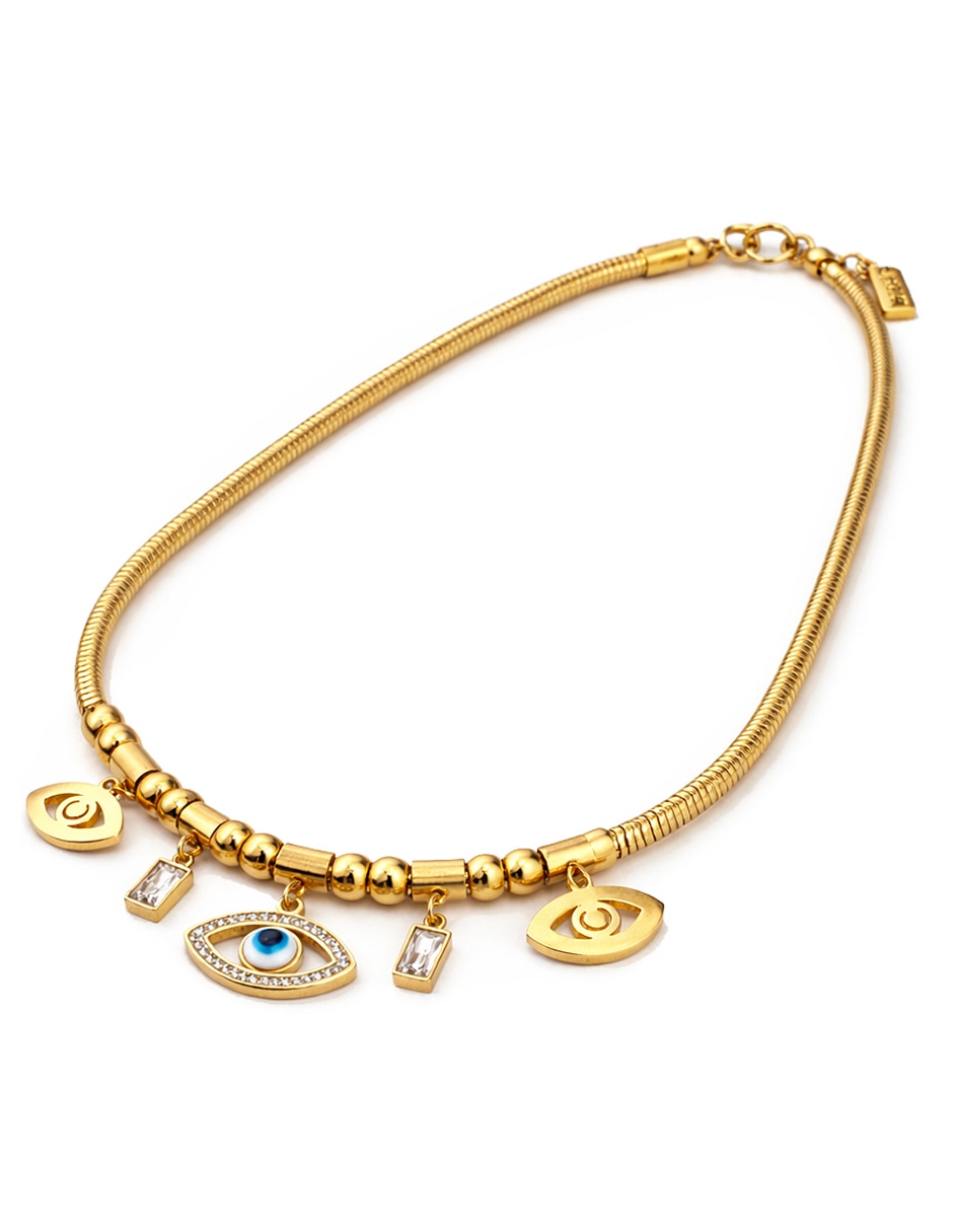 Collar con dije Ojo Turco de chapa de oro 18 K 2