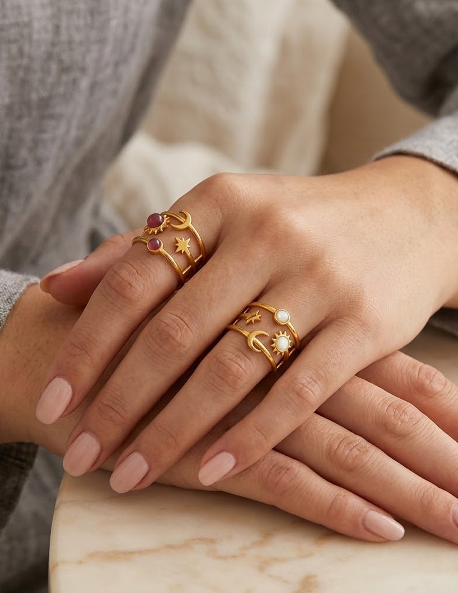 Set anillo Nira 14 k de oro laminado zirconia cúbica brillante