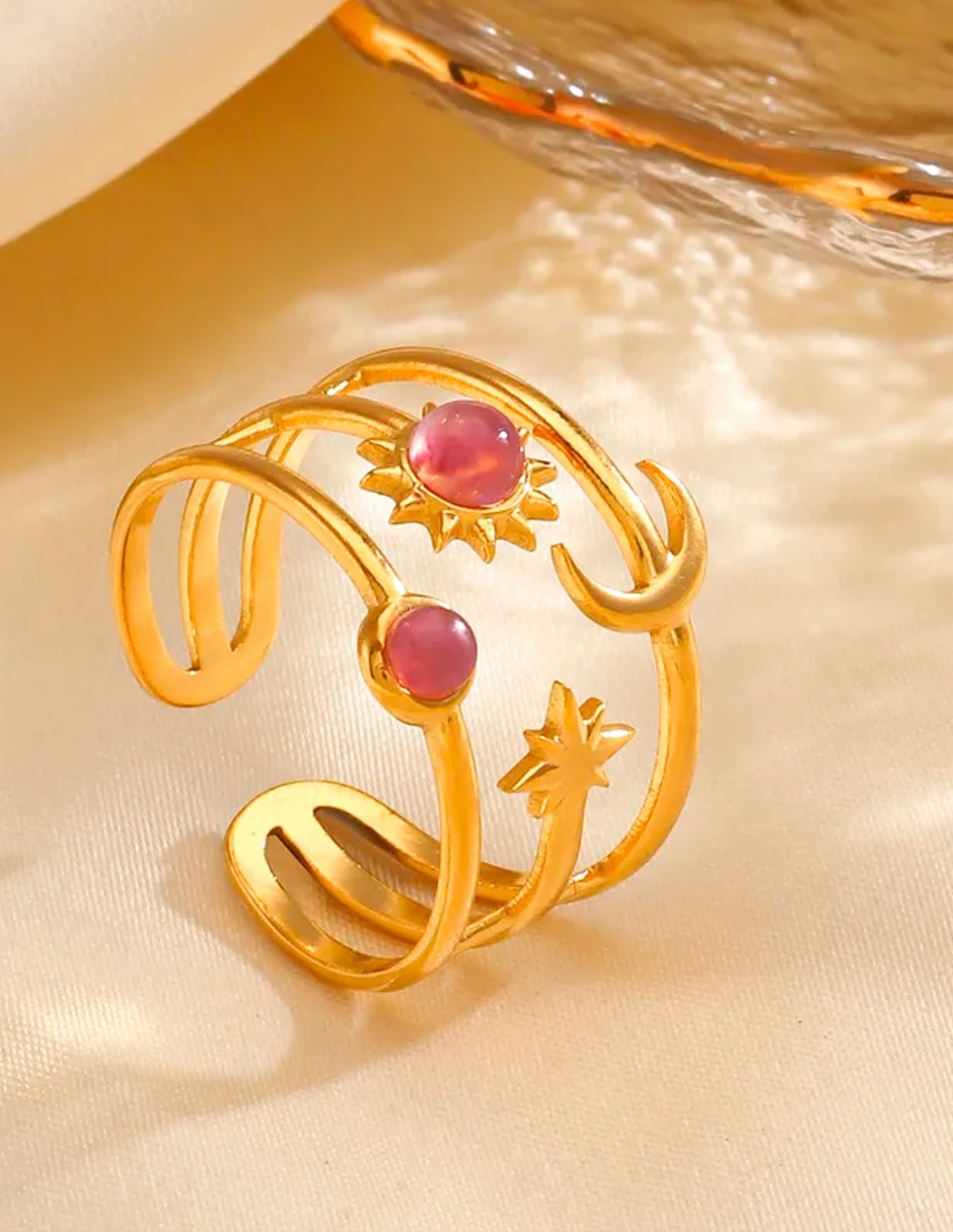 Set anillo Nira 14 k de oro laminado zirconia cúbica brillante