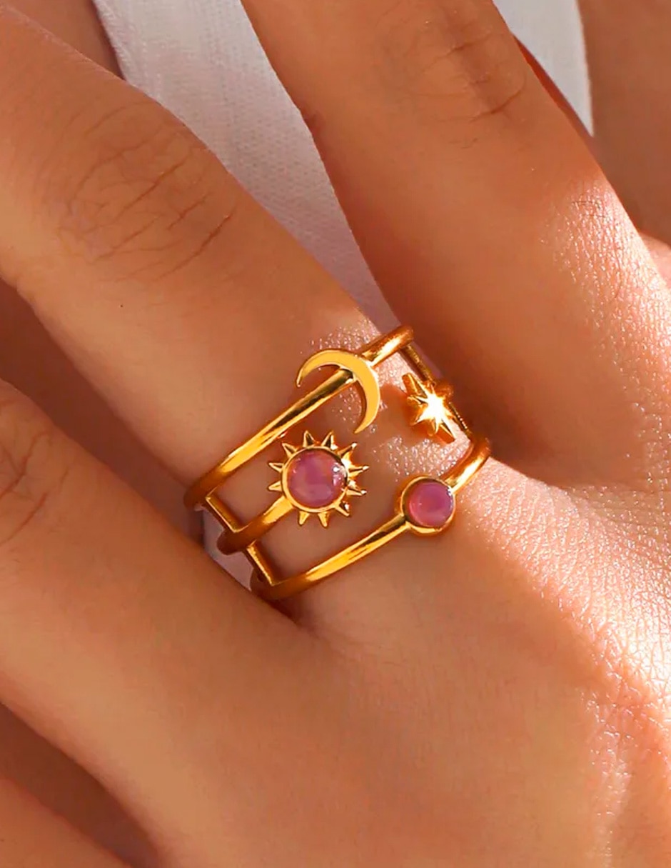 Set anillo Nira 14 k de oro laminado zirconia cúbica brillante