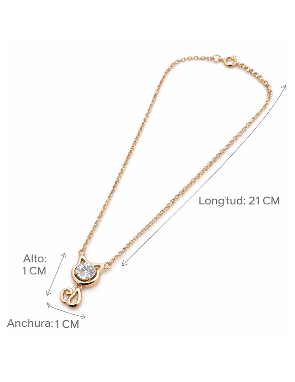 Collar con dije de gato Moon & Self de oro laminado 18 K