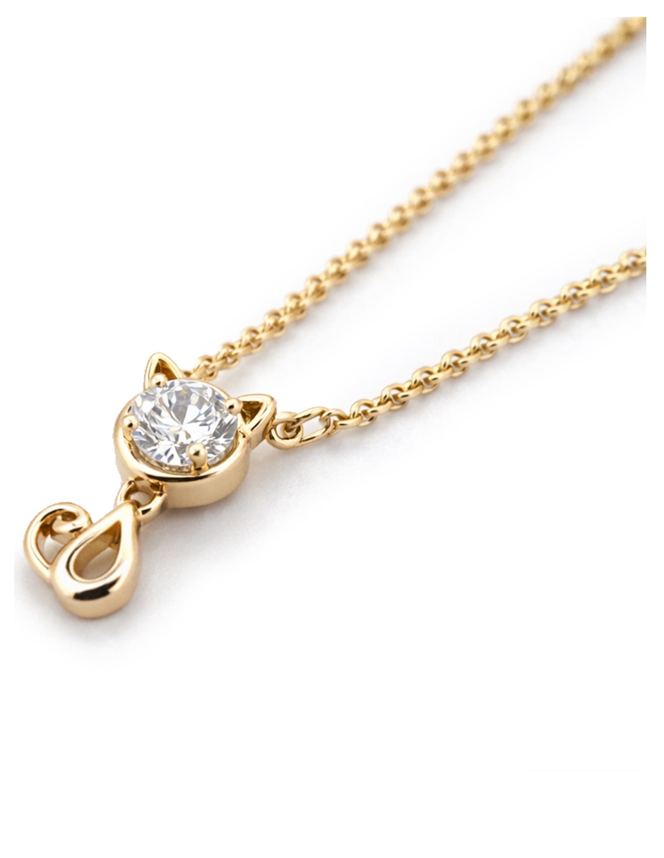 Collar con dije de gato Moon & Self de oro laminado 18 K