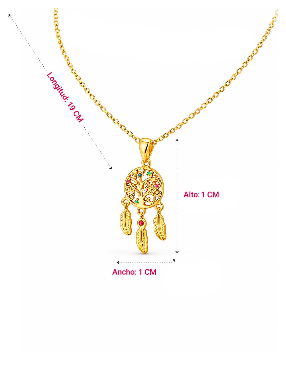 Collar con dije de Árbol de la vida de chapa de Oro 18 K 2