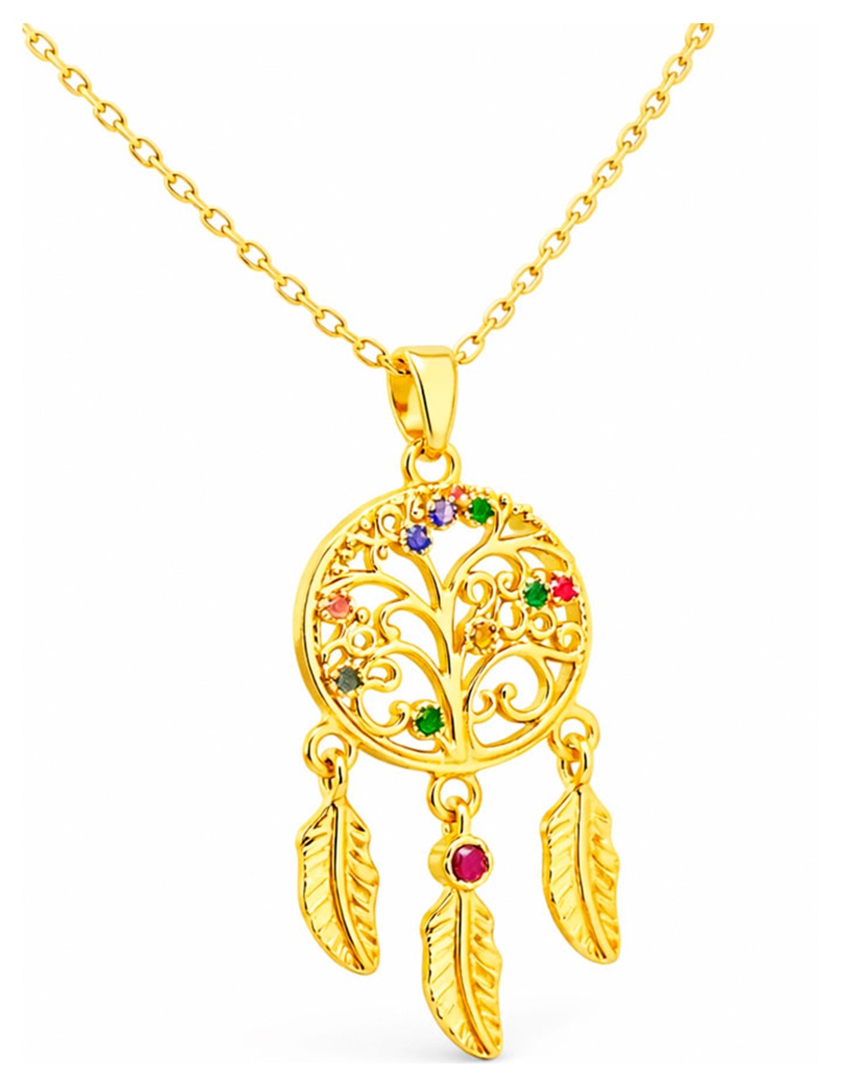 Collar con dije de Árbol de la vida de chapa de Oro 18 K 3