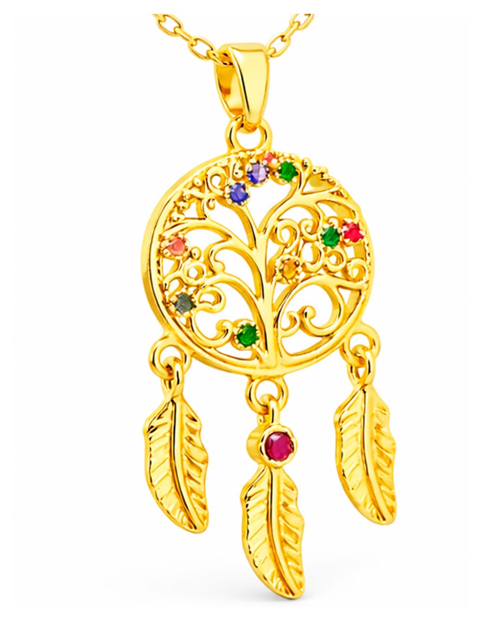 Collar con dije de Árbol de la vida de chapa de Oro 18 K 4