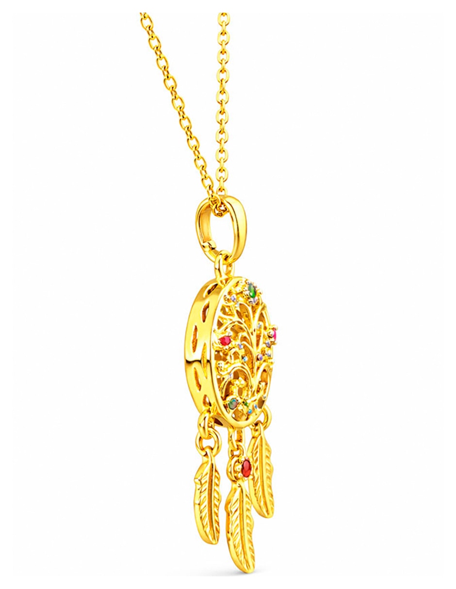 Collar con dije de Árbol de la vida de chapa de Oro 18 K 5
