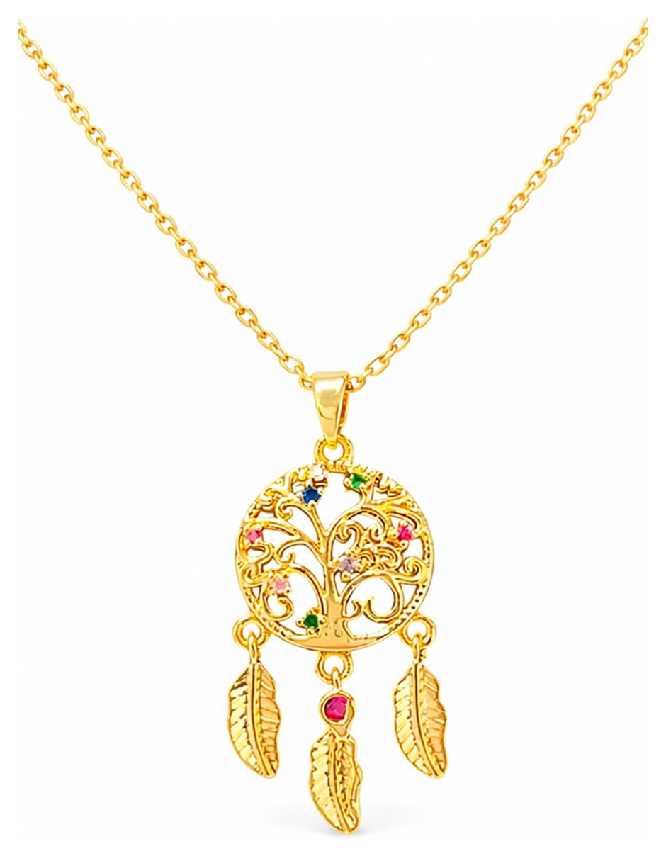 Collar con dije de Árbol de la vida de chapa de Oro 18 K