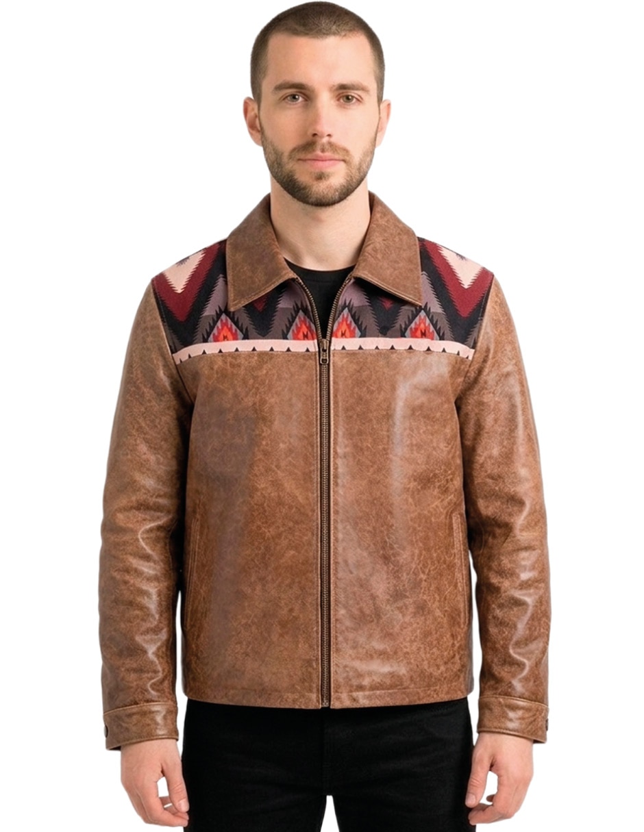 Chamarra casual de piel texturizado para hombre Chamarra casual de piel texturizado para hombre