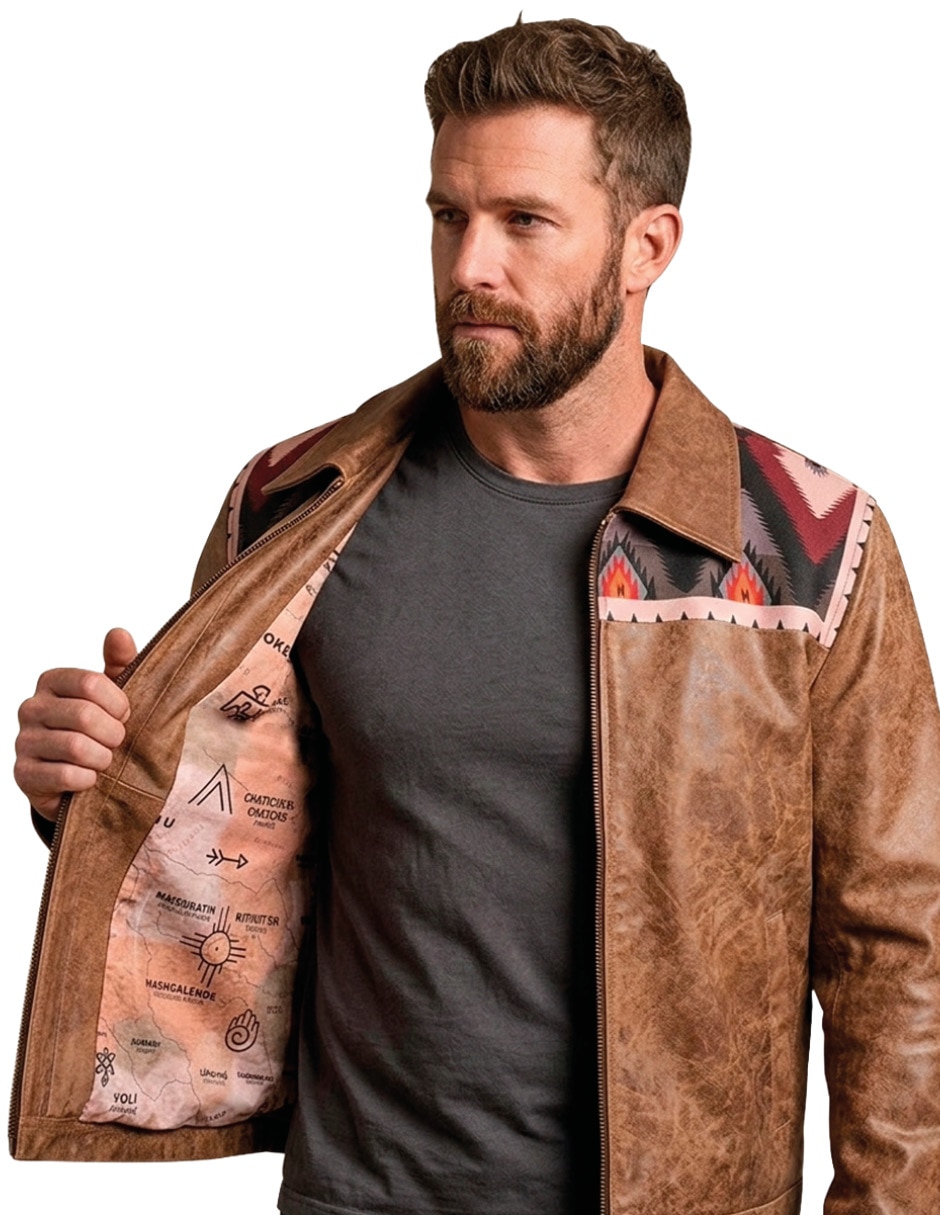 Chamarra casual de piel texturizado para hombre 2