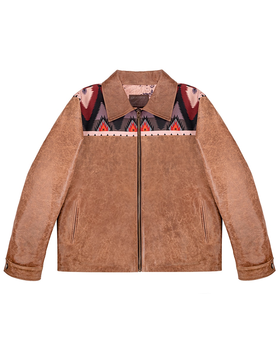 Chamarra casual de piel texturizado para hombre 3