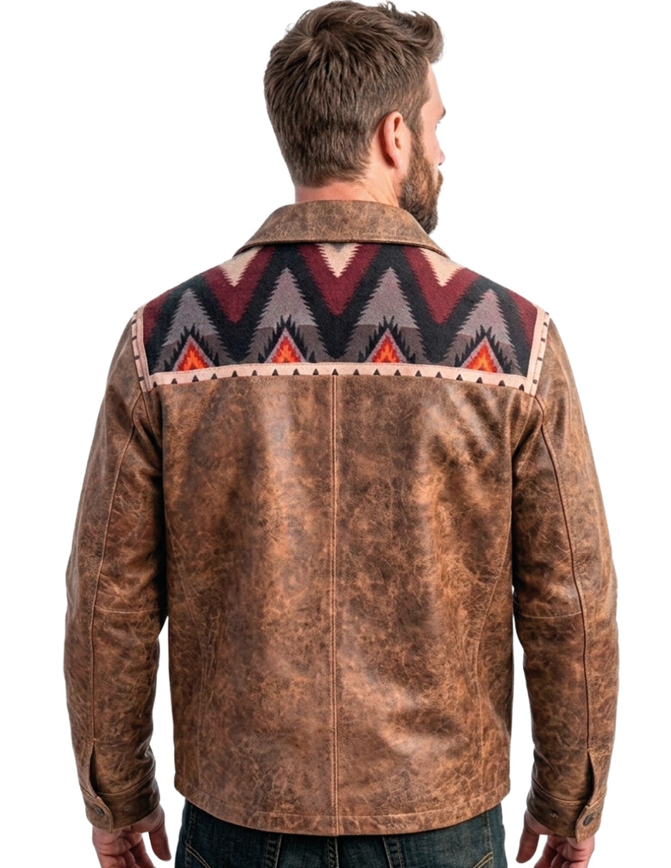 Chamarra casual de piel texturizado para hombre 5