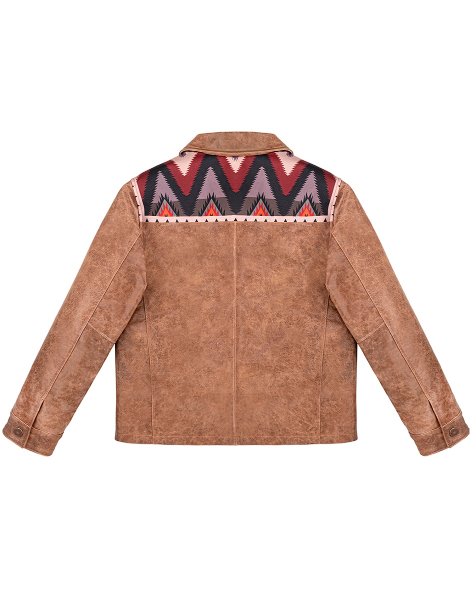 Chamarra casual de piel texturizado para hombre 8