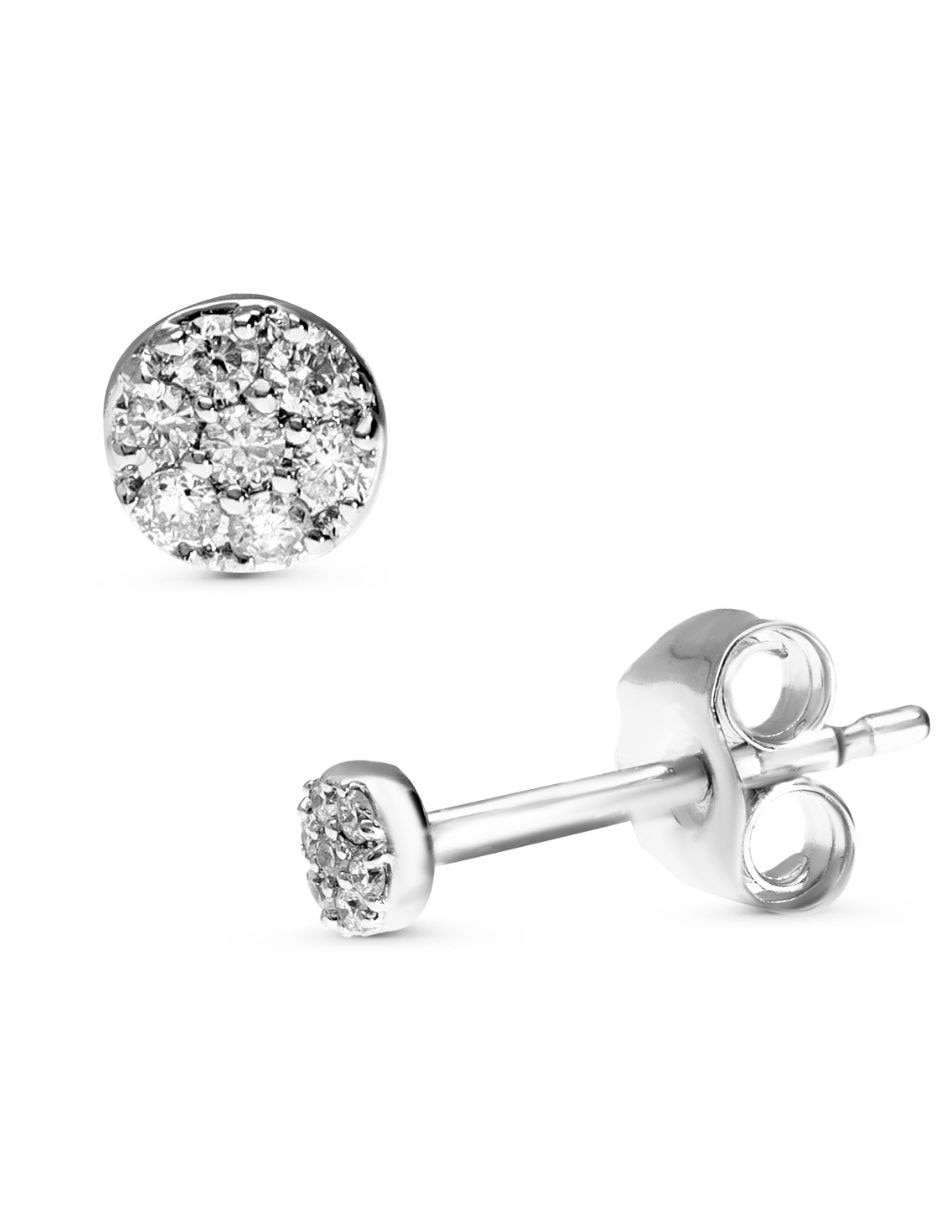 Broqueles Joyerias Bizzarro de oro blanco 14 k con acabado brillante diamante