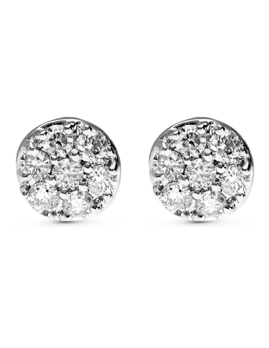 Broqueles de oro blanco 14 k con acabado brillante diamante