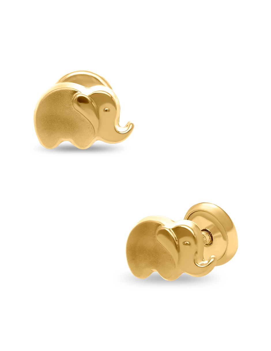 Broqueles de elefante de Oro amarillo 14 K con acabado brillante 3