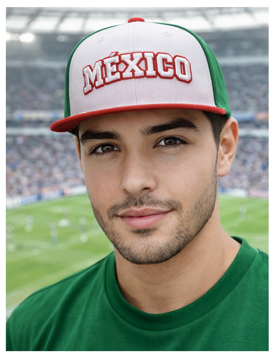Gorra visera plana snapback para fútbol knite México para hombre