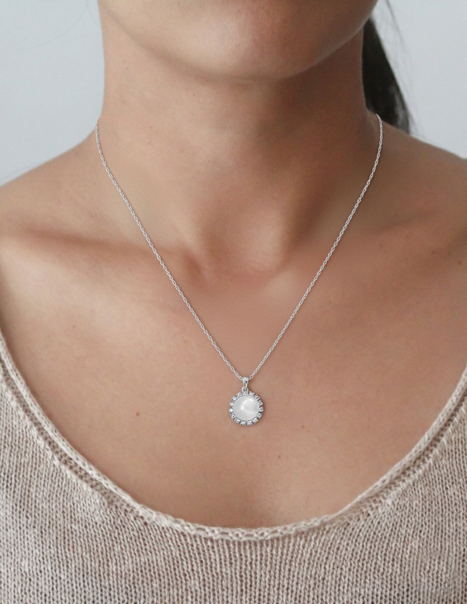 Set de collar y aretes de plata P 925 perla 3