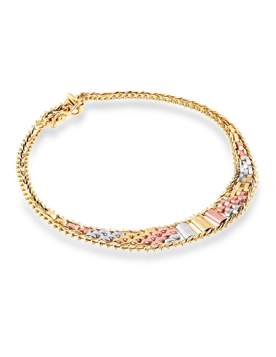 Pulsera de oro florentino 14 k con acabado brillante 4
