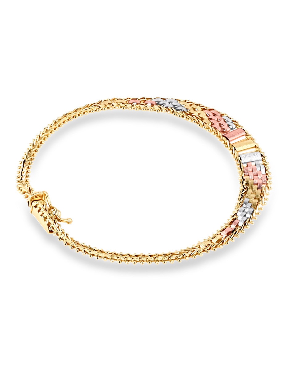Pulsera de oro florentino 14 k con acabado brillante 2