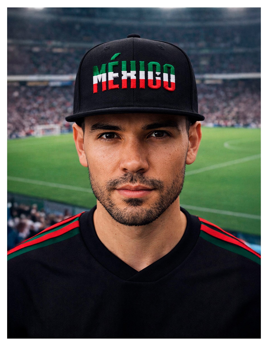 Gorra visera plana snapback para fútbol knite México para hombre