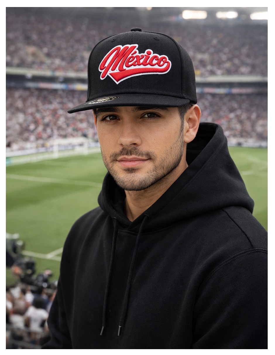 Gorra visera plana snapback para fútbol knite México para hombre