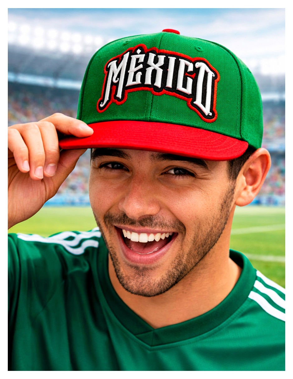 Gorra visera plana snapback para fútbol knite México para hombre
