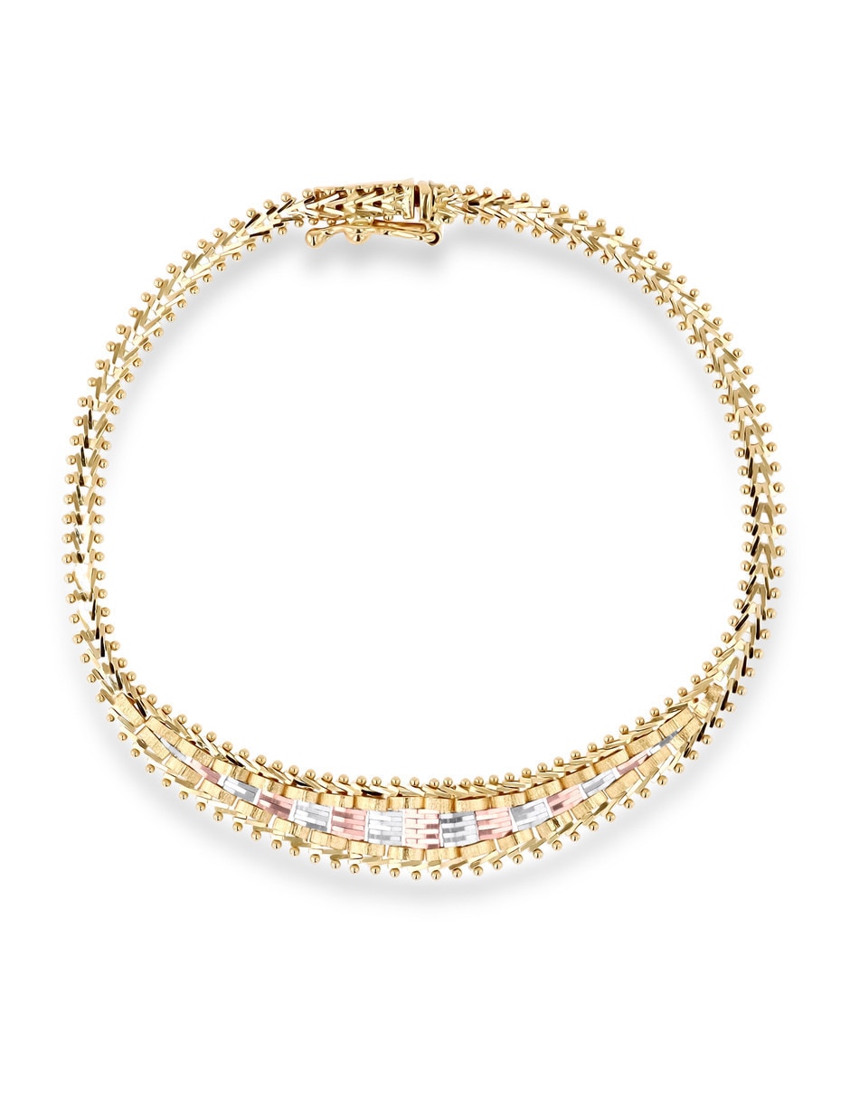 Pulsera de oro florentino 14 k con acabado brillante