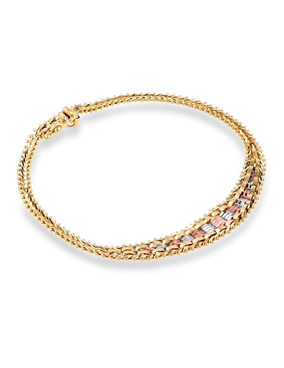 Pulsera de oro florentino 14 k con acabado brillante 2