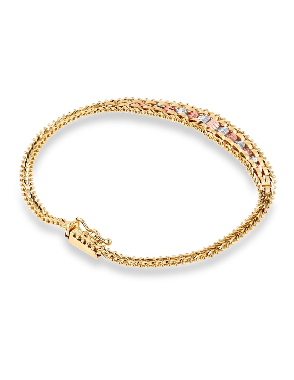 Pulsera de oro florentino 14 k con acabado brillante 4