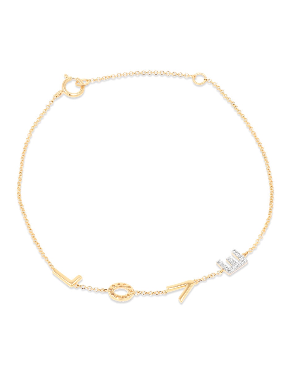 Pulsera de oro amarillo con diamante 14 k acabado brillante 4