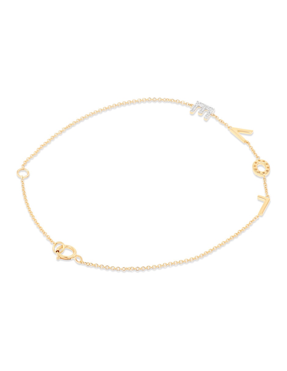 Pulsera de oro amarillo con diamante 14 k acabado brillante 2