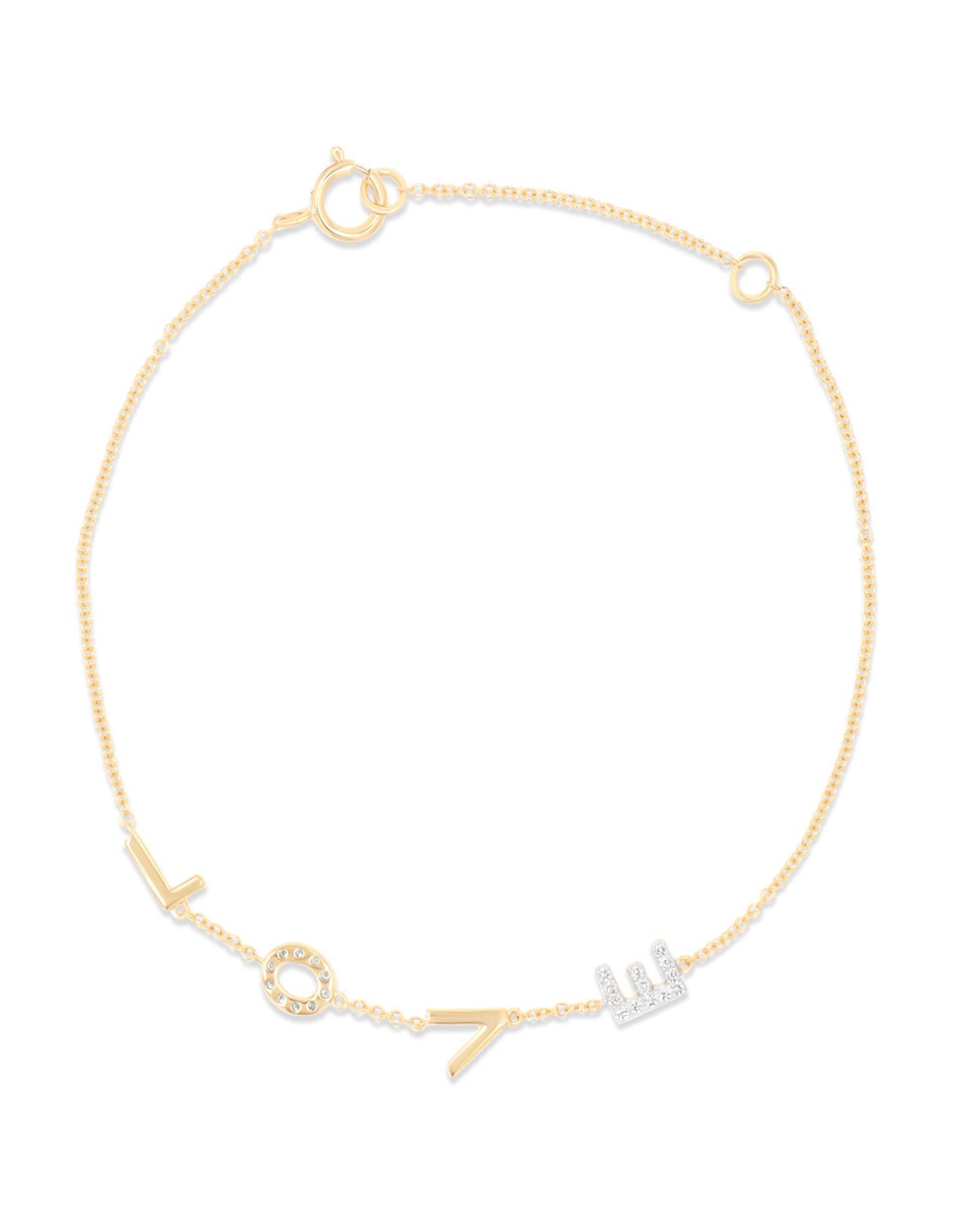 Pulsera de oro amarillo con diamante 14 k acabado brillante Pulsera de oro amarillo con diamante 14 k acabado brillante