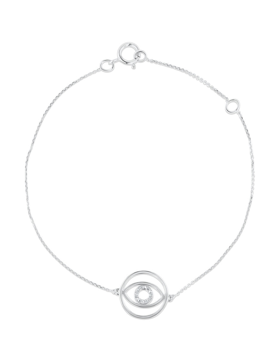 Pulsera de oro blanco con diamante 14 k acabado brillante Pulsera de oro blanco con diamante 14 k acabado brillante