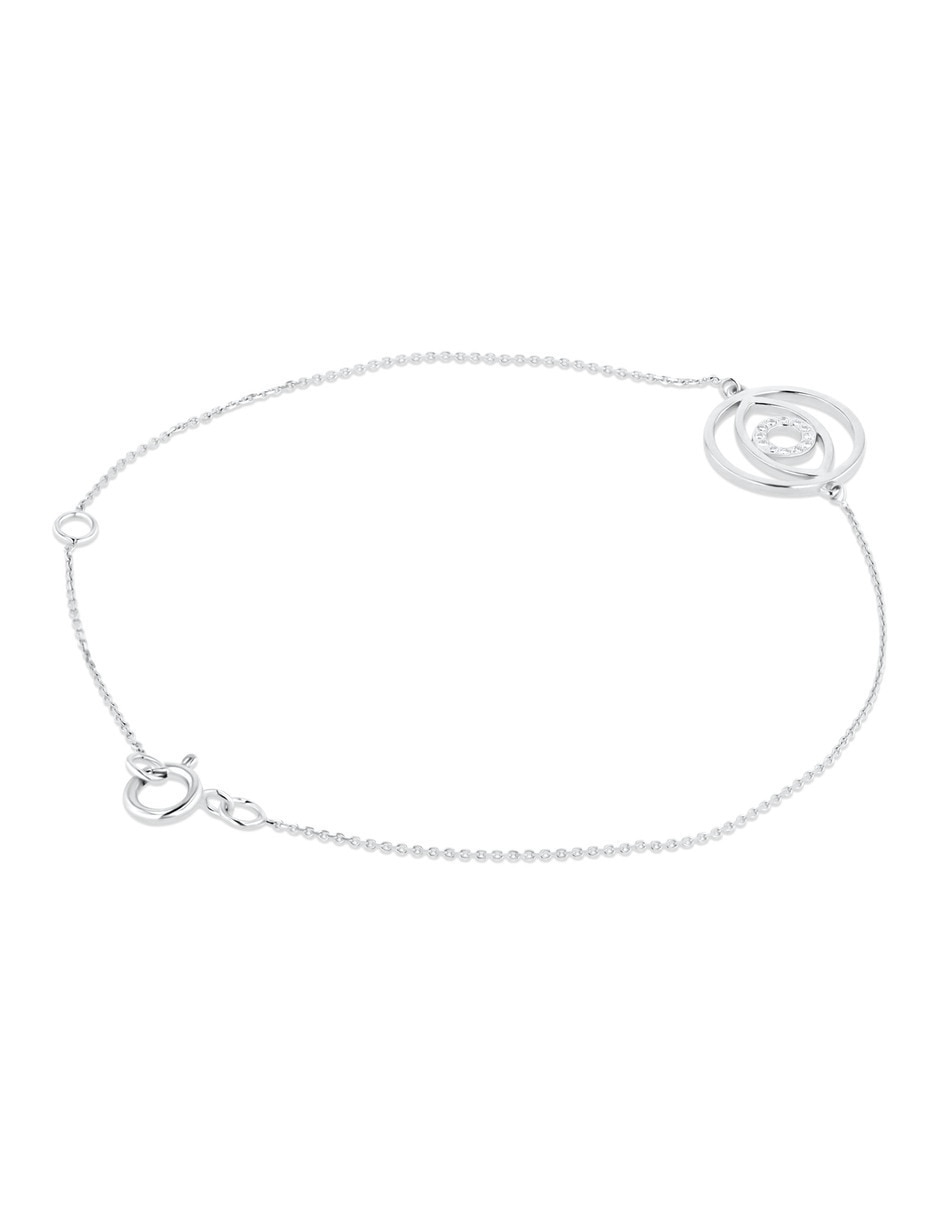 Pulsera de oro blanco con diamante 14 k acabado brillante 2