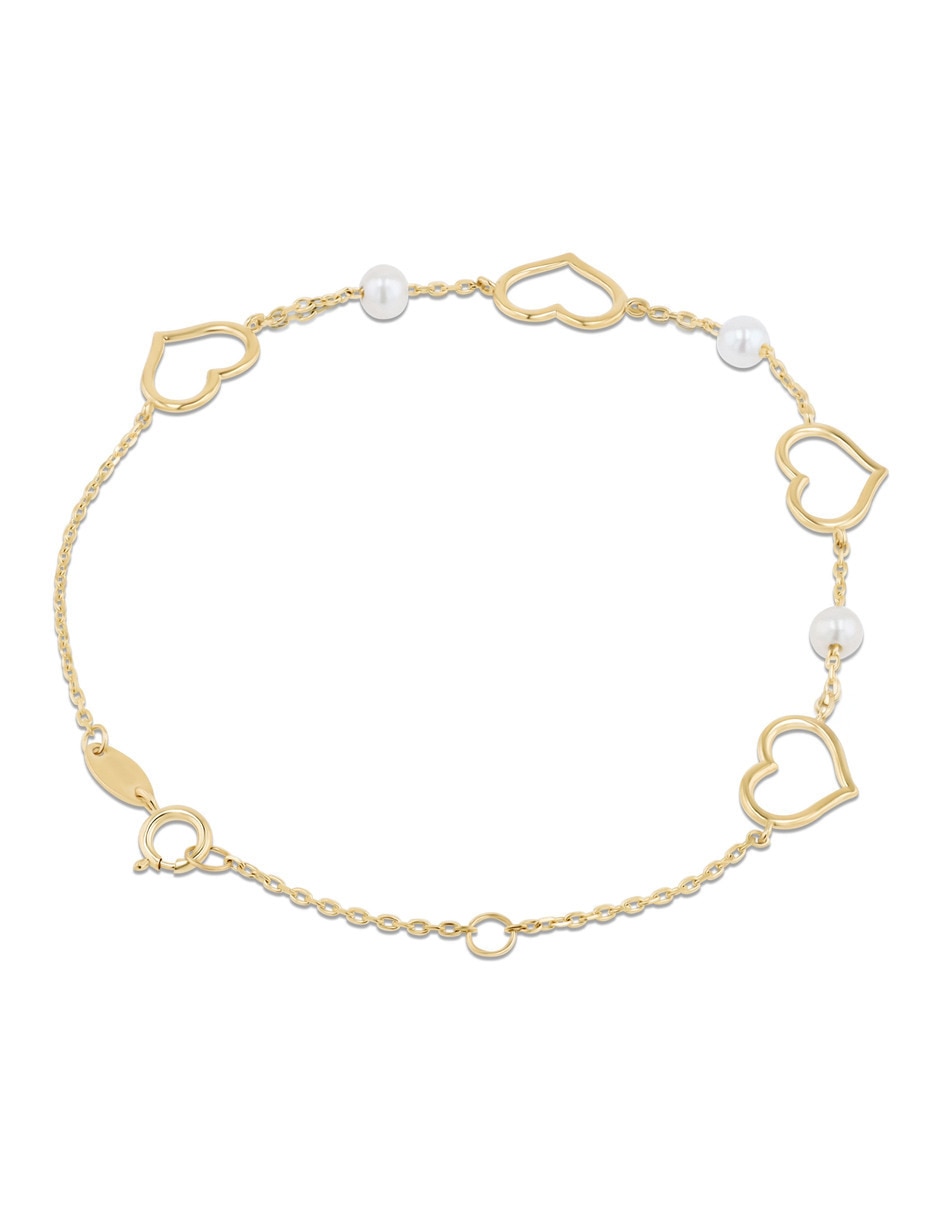Pulsera Joyerias Bizzarro de oro amarillo con perla 14 k acabado brillante