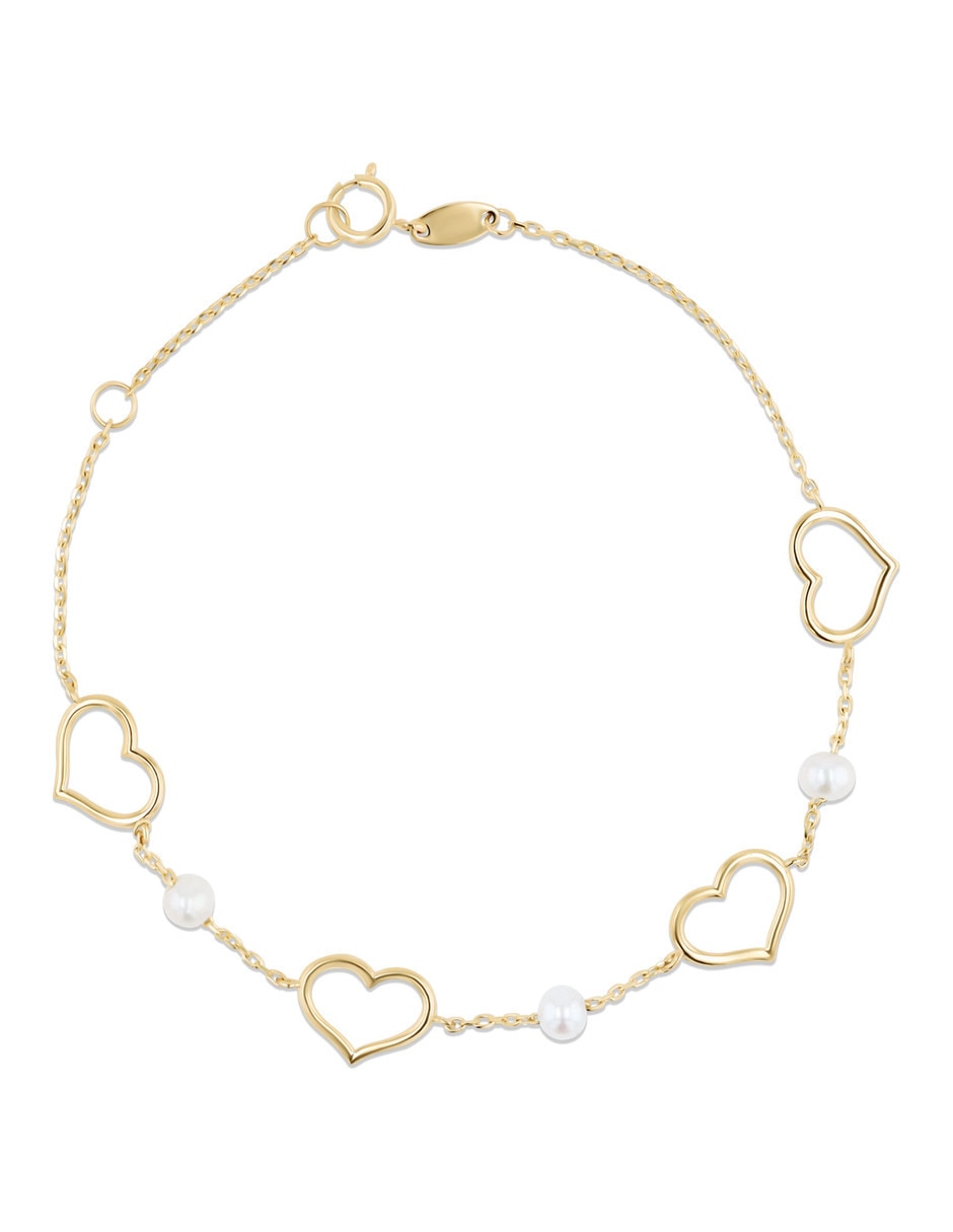 Pulsera Joyerias Bizzarro de oro amarillo con perla 14 k acabado brillante