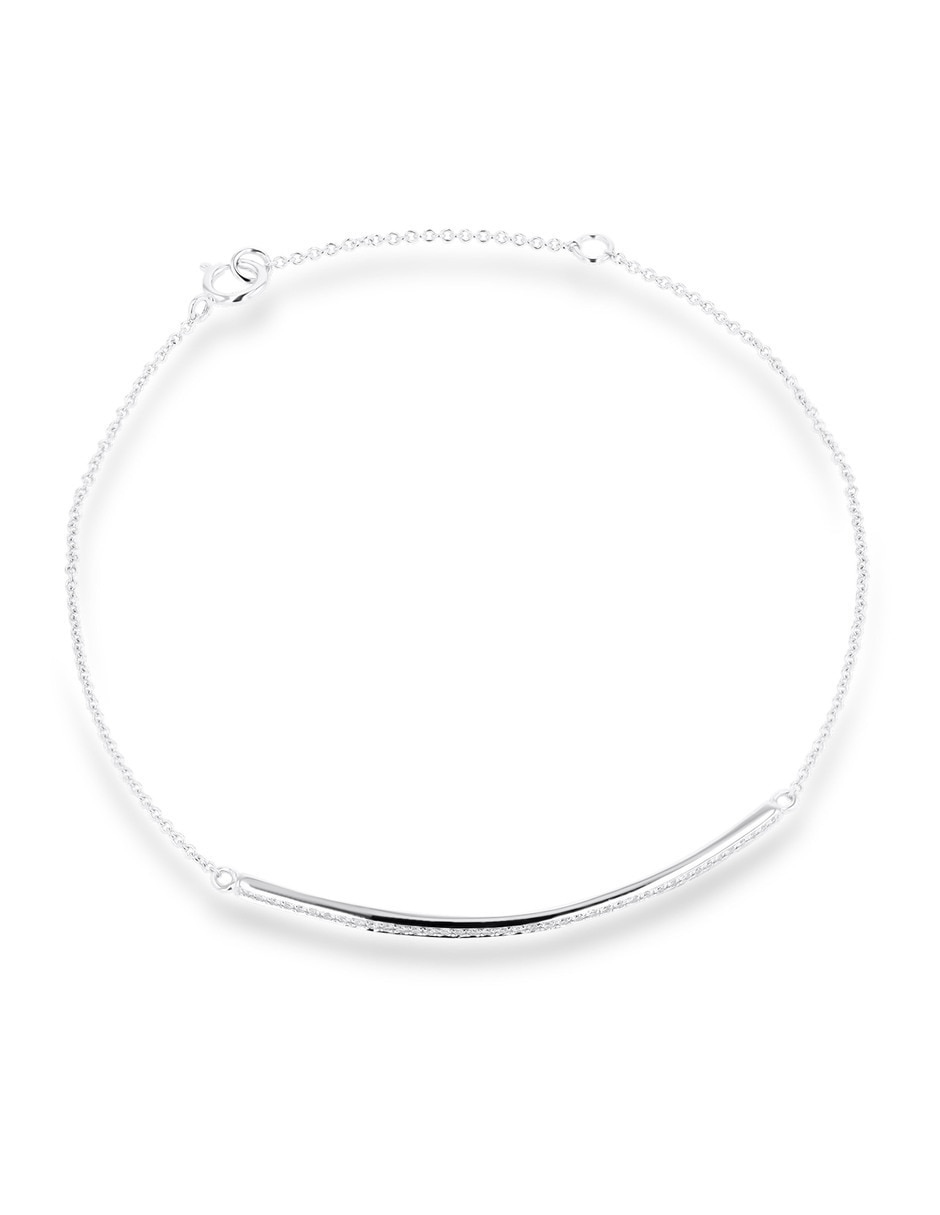 Pulsera Joyerias Bizzarro de oro blanco con diamante 14 k acabado brillante