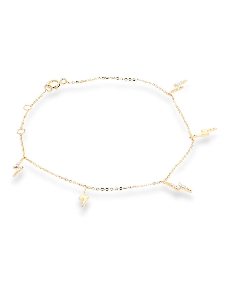 Pulsera de oro amarillo con diamante 14 k acabado brillante 4