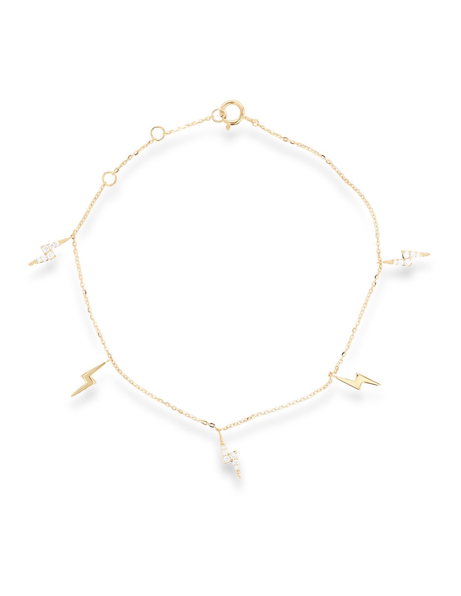 Pulsera de oro amarillo con diamante 14 k acabado brillante Pulsera de oro amarillo con diamante 14 k acabado brillante